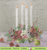 Adventskranz mit Gesteck -  1 Paket mit 20 Servietten